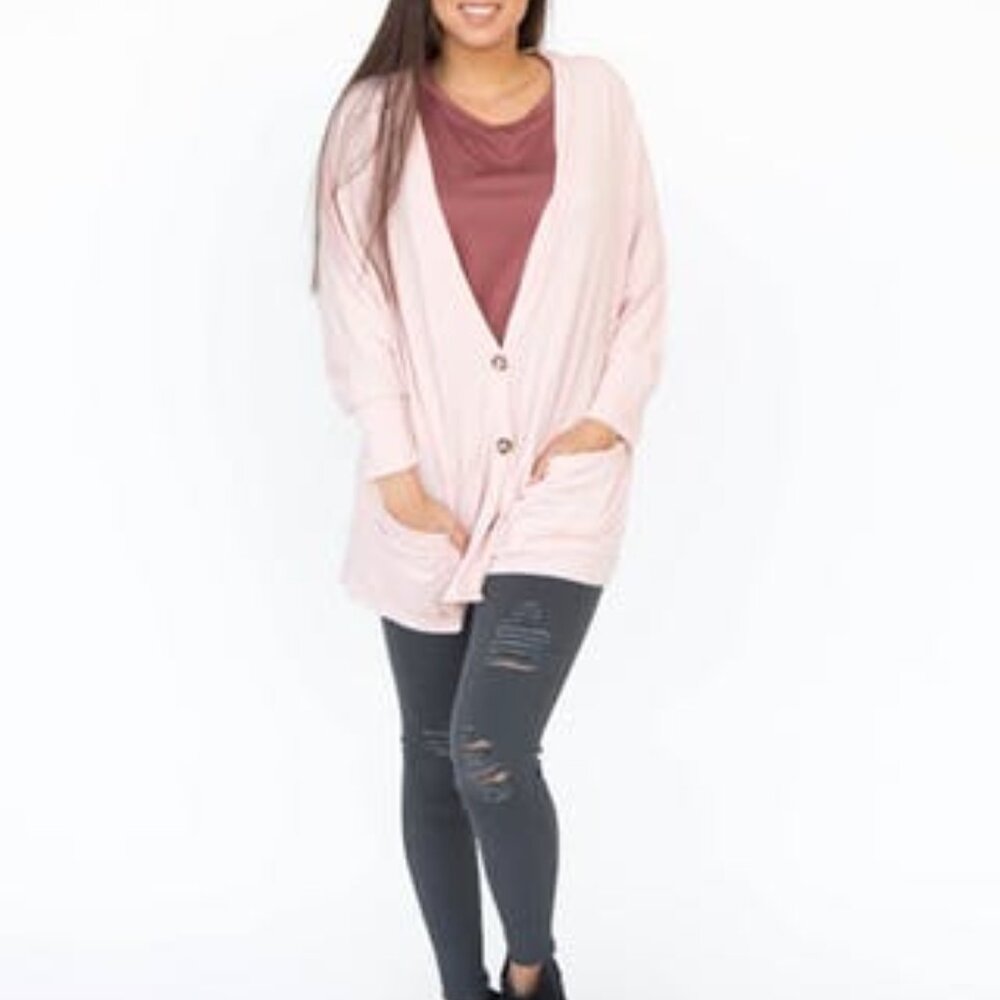 NWT Agnes and Dora Urban Cardi in Blush Crepe